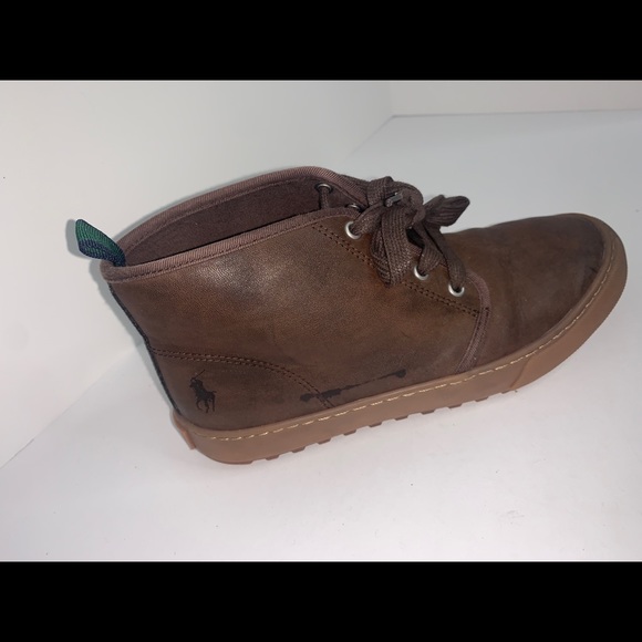 Polo Ralph Lauren boys brown leather boots sz.5 - Picture 3 of 13